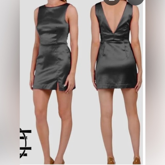 HOUSE OF HARLOW BLACK SATIN MINI DRESS WITH LOW BACK SIZE 2 - Picture 1 of 8